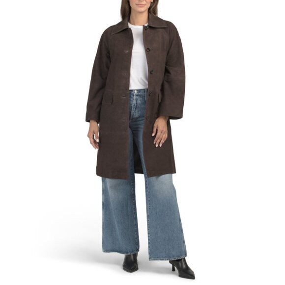 AMAPEL Chocolate Suede Overcoat - Picture 1 of 2